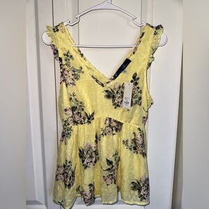 NWT Francesca’s Yellow Peplum Blouse size XS